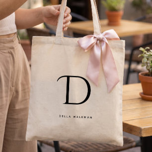 Bolso De Tela Simple Monograma De Nombre Minimalista Con Estilo