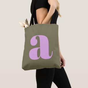 Bolso De Tela Simple Monograma Inicial Retro Negrita de Olivo y 