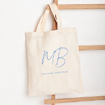 Bolso De Tela Simple Pastel Azul Minimalista Dos Monograma<br><div class="desc">Sencillo bolso de dos Monogramas Pastel Azul Minimalista perfecto como regalo para amigos,  compañeros de trabajo,  jefes,  consultores,  profesionales o hombres de negocios.</div>