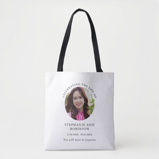 Bolso De Tela Simple Photo Funeral Memorial (Anverso)
