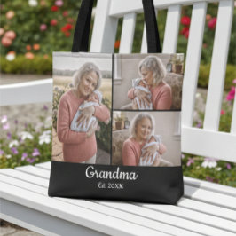 Bolso De Tela Simple Script Grandma Est. 3 Photo Year