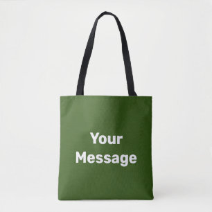 Bolso De Tela Simple Verde y blanco de la plantilla de texto de 