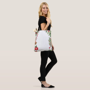 Bolso De Tela Simple Wreath Holly Berries Merry Xmas Pattern