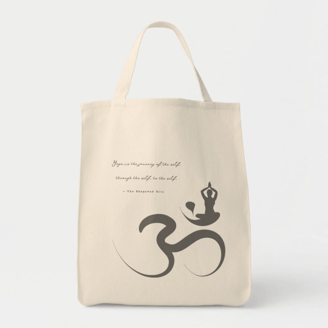Bolso De Tela Simple Zen Yoga Om Calligraphy Silhouette Logo Bag (Frente)