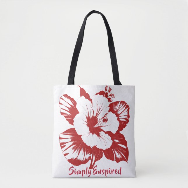 Bolso De Tela Simplemente Enspired Hibiscus Personaliza Reutiliz (Anverso)