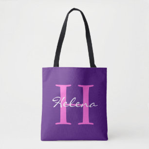 Bolso De Tela Simplemente Monogramas & Nombres + su respaldo. e 