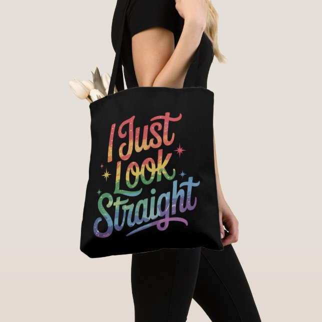 Bolso De Tela Simplemente parezco hetero Arcoíris Gay LGBTQ Orgu (Detalle)