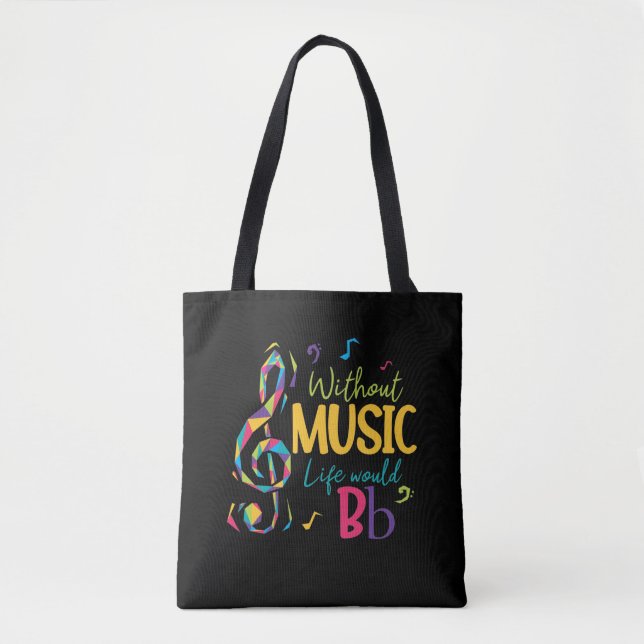 Bolso De Tela Sin Music Life Sería Flat Clef Notas Musicales (Anverso)