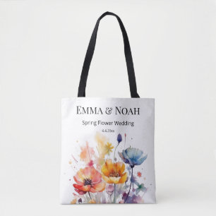 Bolso De Tela Sinfonía de flores silvestres: colorida acuarela d