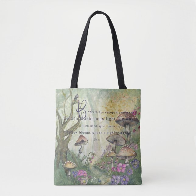 Bolso De Tela Sinfonía de hongos con culto (Anverso)