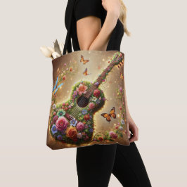 Bolso De Tela Sinfonía floral - Encantador Diseño de guitarra