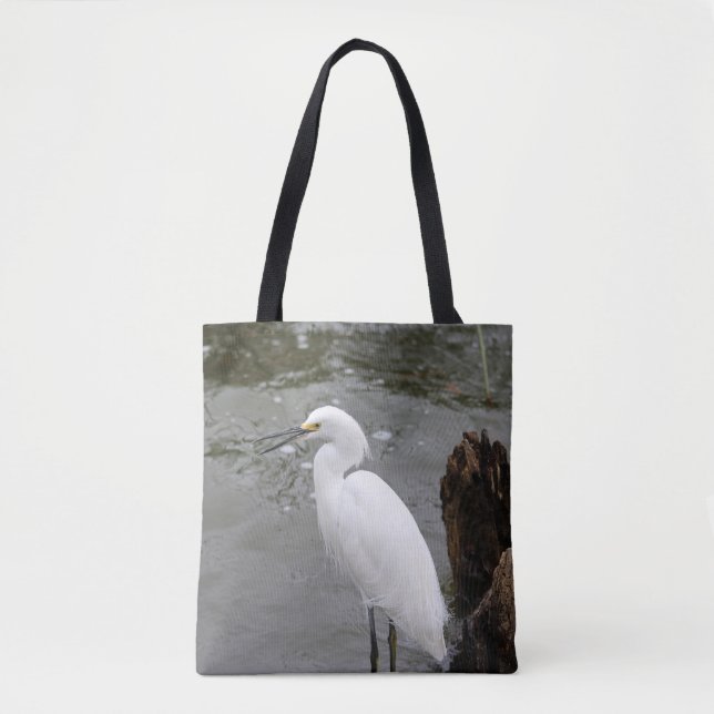 Bolso De Tela Singing Snowy Egret (Anverso)