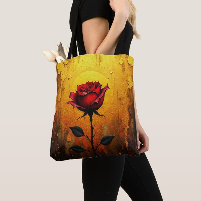 Bolso De Tela Single Red Rose (Detalle)