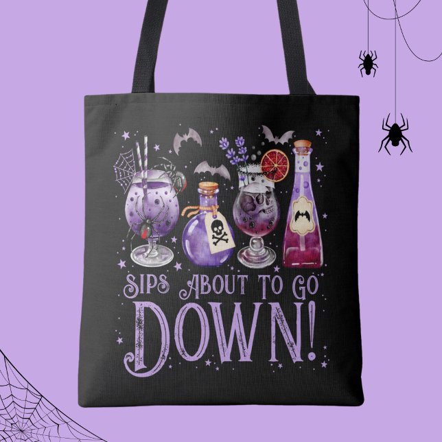 Bolso De Tela Sips a punto de bajar cócteles de Halloween (Sips About to Go Down Halloween Cocktails Tote Bag)
