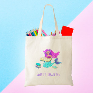 Bolso De Tela Sirena Brillante Con Gafas Leyendo Nombre