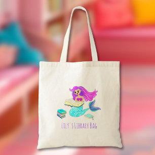 Bolso De Tela Sirena Brillante Leyendo Libros de la Biblioteca N