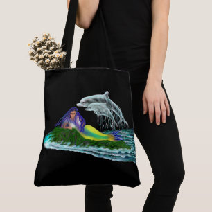 Bolso De Tela Sirena con delfines
