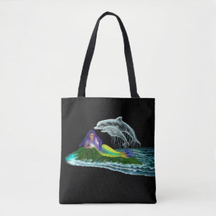 Bolso De Tela Sirena con delfines
