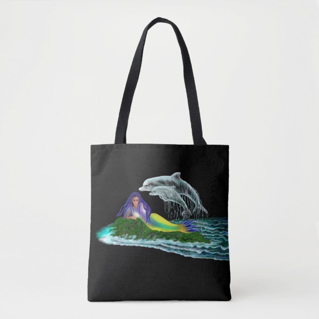 Bolso De Tela Sirena con delfines (Anverso)