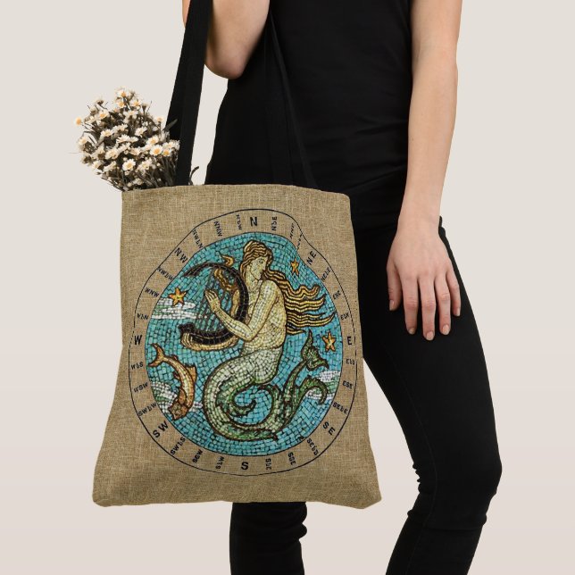 Bolso De Tela Sirena con harpa (Detalle)