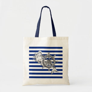 Bolso De Tela Sirena cromada de estilo en franjas náuticas