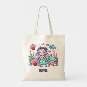 Bolso De Tela Sirena de dibujos animados personalizada