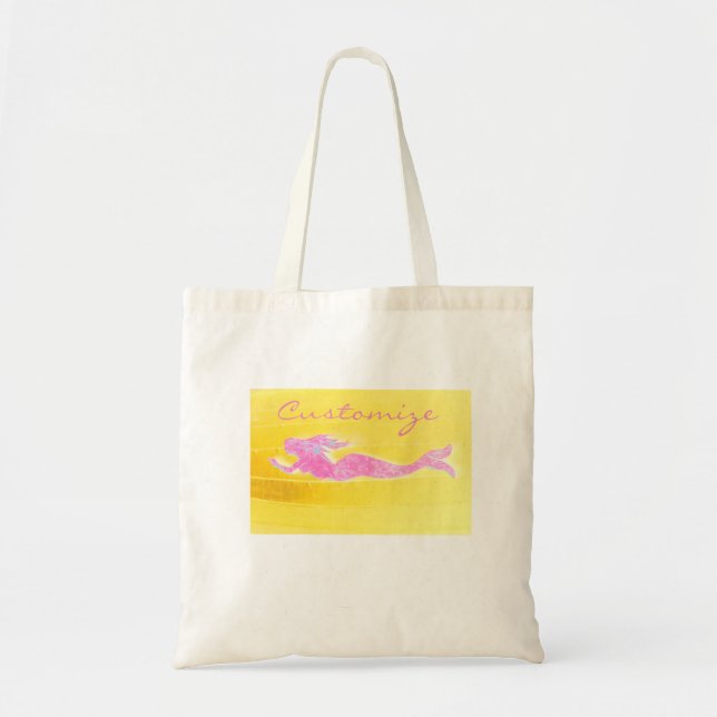 Bolso De Tela sirena de natación rosa (Frente)