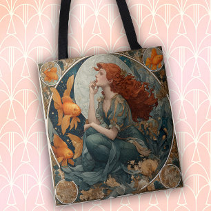 Bolso De Tela Sirena elegante Art Nouveau