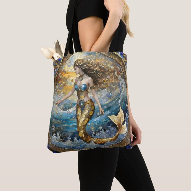Bolso De Tela Sirena en las olas del océano (Detalle)