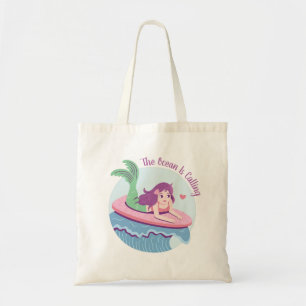 Bolso De Tela Sirena En Tabla De Surf Rosa El Océano Está Llaman
