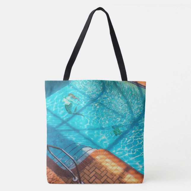 Bolso De Tela Sirena en una piscina (Anverso)