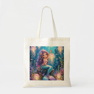 Bolso De Tela Sirena Linda y Linternas de Medusas