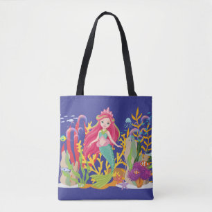 Bolso De Tela Sirena oceánica: El cabello largo y rojo