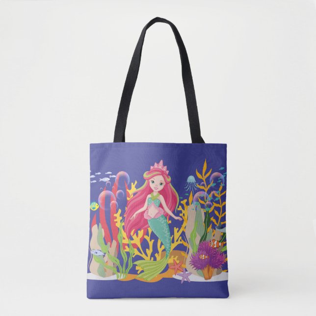 Bolso De Tela Sirena oceánica: El cabello largo y rojo (Anverso)