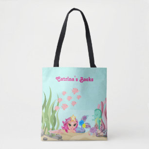Bolso De Tela Sirena personalizada y Axolotl