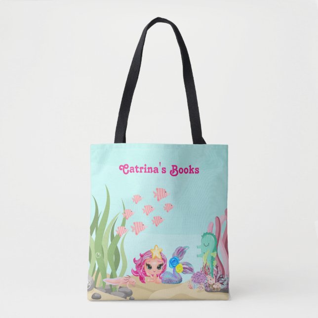 Bolso De Tela Sirena personalizada y Axolotl (Anverso)