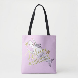 Bolso De Tela Sirena Unicornio Moderna Tendencia Cree en Milagro