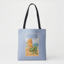 Bolso De Tela Sirenas Hacen Olas Arte Retro de Chica Pin-Up Cost