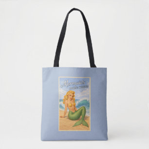 Bolso De Tela Sirenas Hacen Olas Arte Retro de Chica Pin-Up Cost