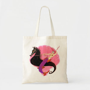 Bolso De Tela Sirenita Art Déco en caballito de mar negro