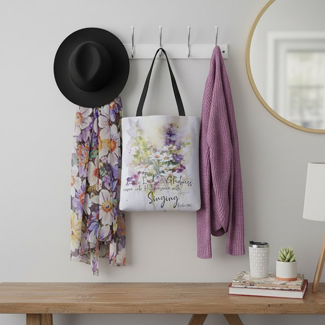 Bolso De Tela Sirve al Señor con flores de alegría  (Subido por el creador)