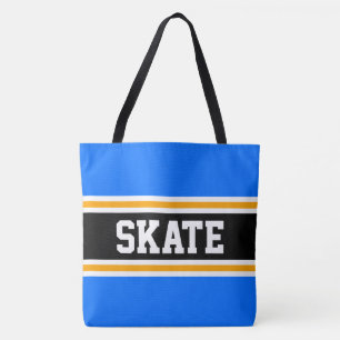 Bolso De Tela SKATE Deportivo Azul Brillante Negro Naranja Rayas