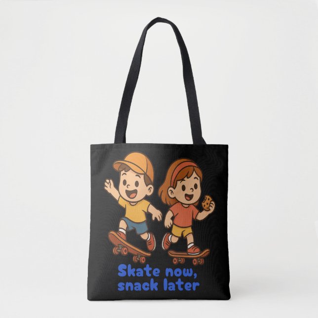 Bolso De Tela Skate Now, Snack Later (Anverso)