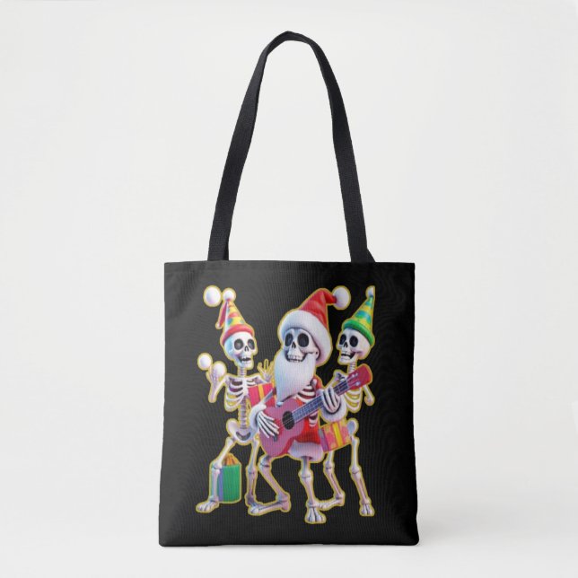 Bolso De Tela **Skeleton 3D Christm Santa Party – Funnyas Skelet (Anverso)