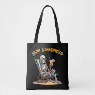 Bolso De Tela Skeleton Beach Lounging Halloween