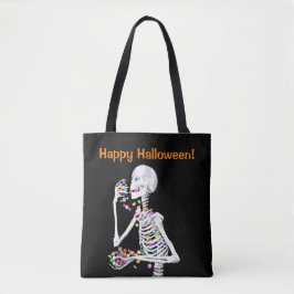 Bolso De Tela Skeleton comiendo dulces de Halloween