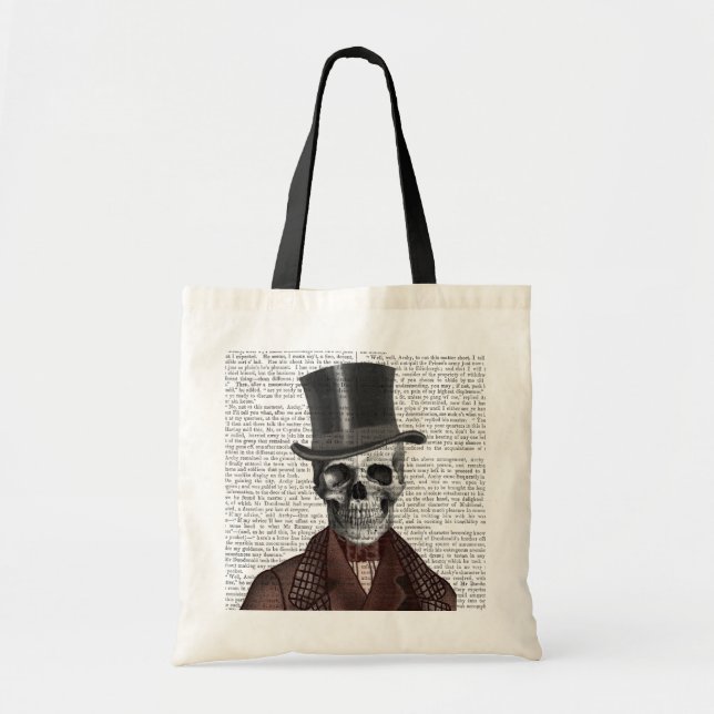 Bolso De Tela Skeleton Gentleman y sombrero superior (Frente)