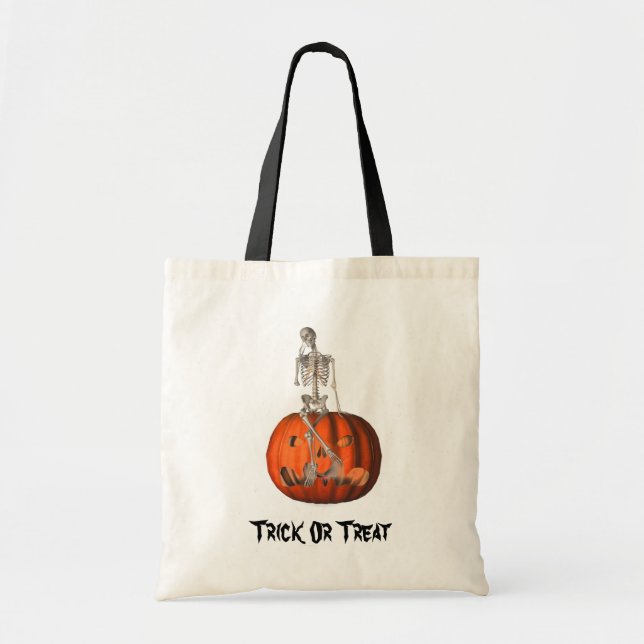 Bolso De Tela Skeleton Jack O Lantern Halloween Funny Tote Bag (Frente)