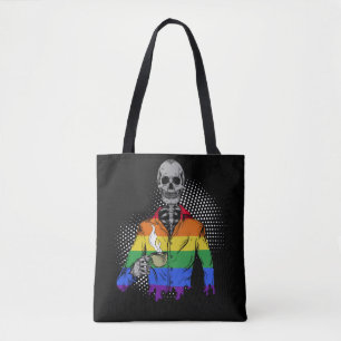 Bolso De Tela Skeleton LGBTQ bebiendo Coffee Skull