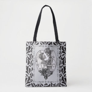 Bolso De Tela Skeleton Love Couple Marriance Dance